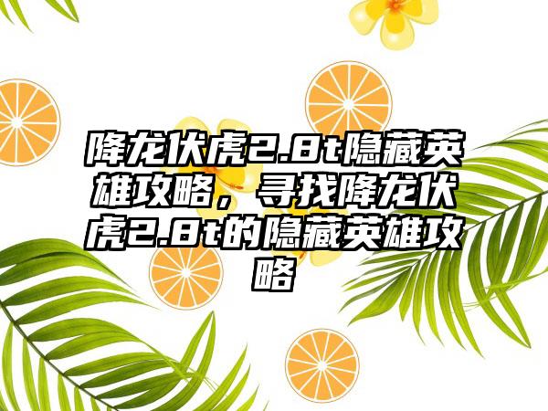 降龙伏虎2.8t隐藏英雄攻略，寻找降龙伏虎2.8t的隐藏英雄攻略