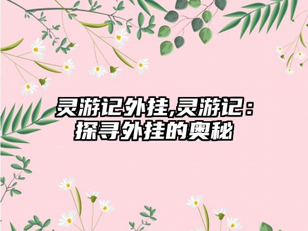 灵游记外挂,灵游记：探寻外挂的奥秘