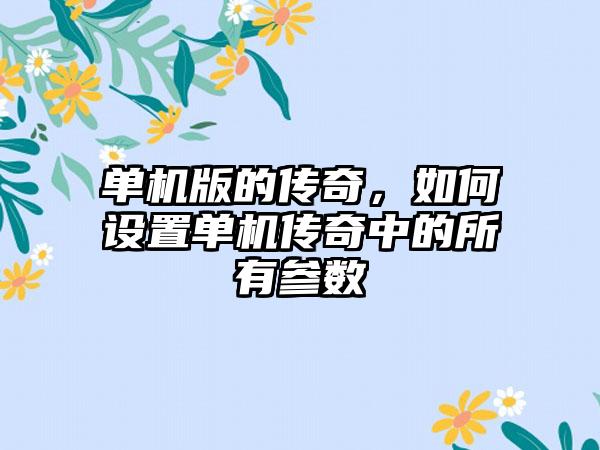 单机版的传奇，如何设置单机传奇中的所有参数
