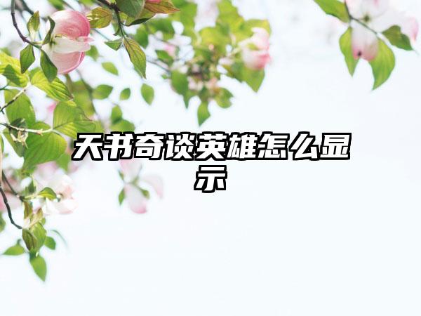 天书奇谈英雄怎么显示