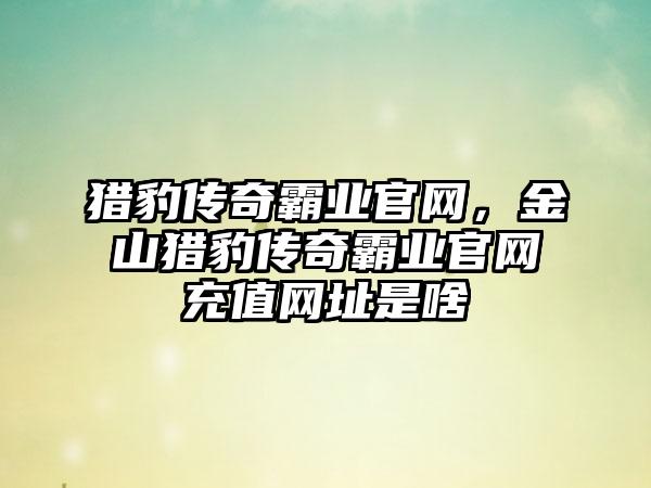 猎豹传奇霸业官网，金山猎豹传奇霸业官网充值网址是啥