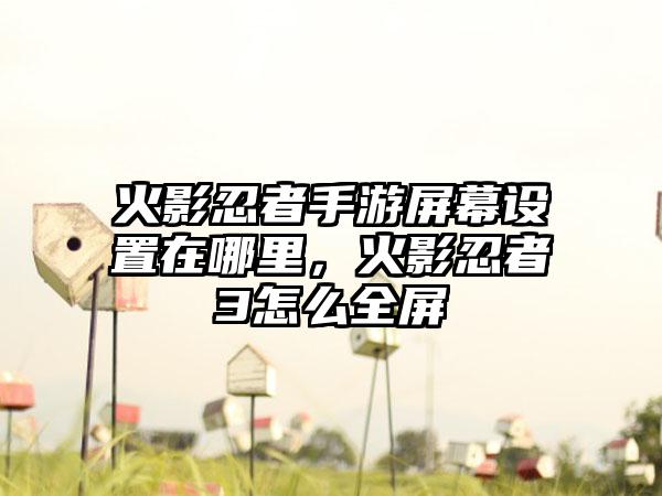 火影忍者手游屏幕设置在哪里，火影忍者3怎么全屏