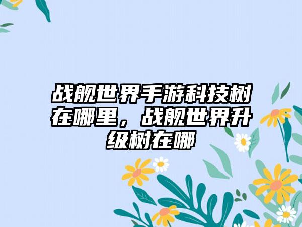 战舰世界手游科技树在哪里，战舰世界升级树在哪