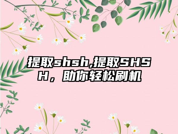 提取shsh,提取SHSH，助你轻松刷机