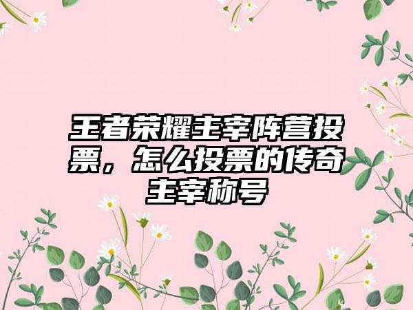 王者荣耀主宰阵营投票，怎么投票的传奇主宰称号
