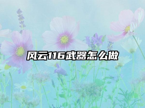 风云116武器怎么做