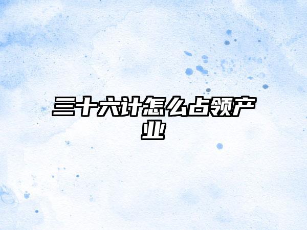 三十六计怎么占领产业