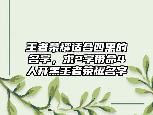 王者荣耀适合四黑的名字，求2字带命4人开黑王者荣耀名字