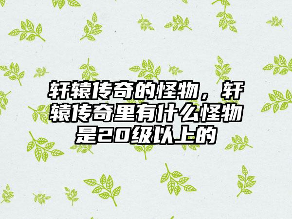 轩辕传奇的怪物，轩辕传奇里有什么怪物是20级以上的