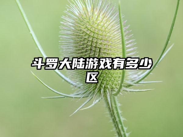 斗罗大陆游戏有多少区