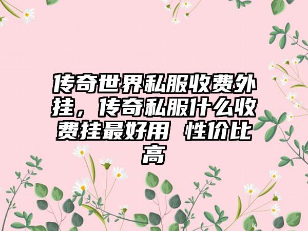 传奇世界私服收费外挂，传奇私服什么收费挂最好用 性价比高