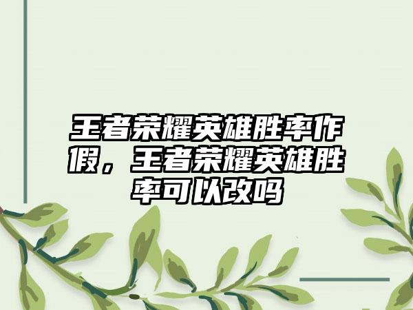 王者荣耀英雄胜率作假，王者荣耀英雄胜率可以改吗