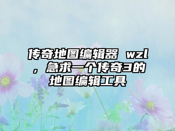 传奇地图编辑器 wzl，急求一个传奇3的地图编辑工具