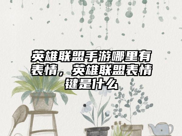 英雄联盟手游哪里有表情，英雄联盟表情键是什么