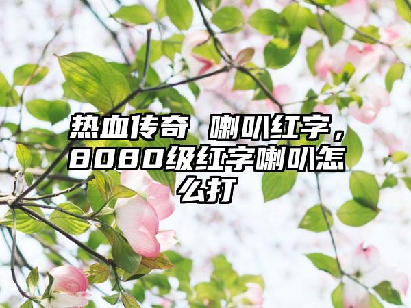 热血传奇 喇叭红字，8080级红字喇叭怎么打