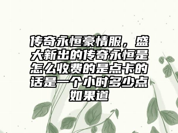 传奇永恒豪情服，盛大新出的传奇永恒是怎么收费的是点卡的话是一个小时多少点如果道