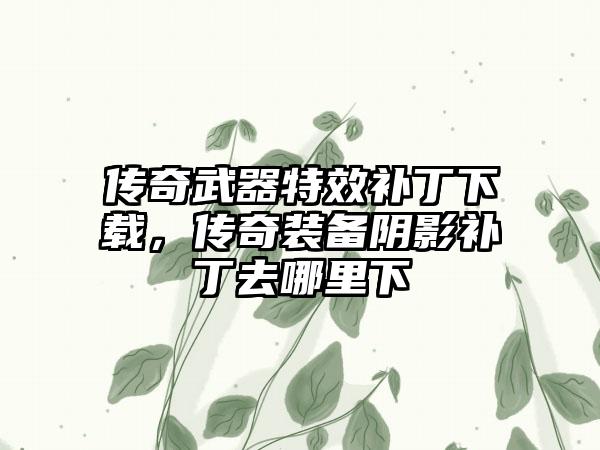 传奇武器特效补丁下载，传奇装备阴影补丁去哪里下