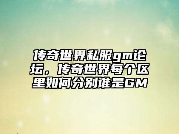 传奇世界私服gm论坛，传奇世界每个区里如何分别谁是GM
