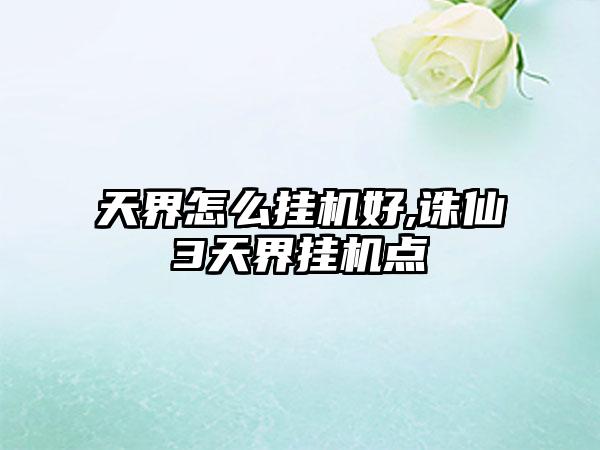 天界怎么挂机好,诛仙3天界挂机点