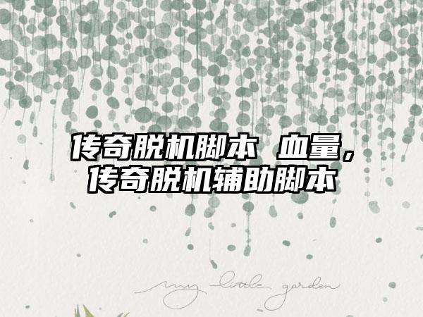 传奇脱机脚本 血量，传奇脱机辅助脚本