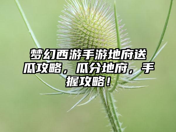 梦幻西游手游地府送瓜攻略，瓜分地府，手握攻略！