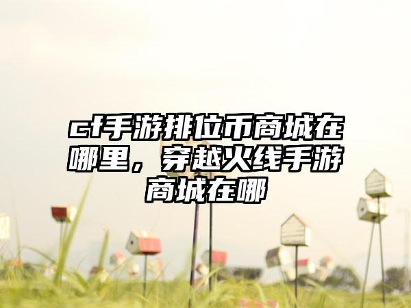 cf手游排位币商城在哪里，穿越火线手游商城在哪