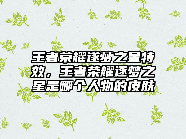 王者荣耀遂梦之星特效，王者荣耀逐梦之星是哪个人物的皮肤