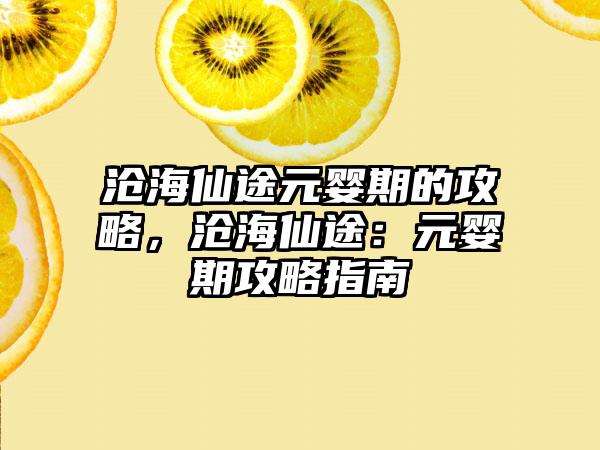 沧海仙途元婴期的攻略，沧海仙途：元婴期攻略指南