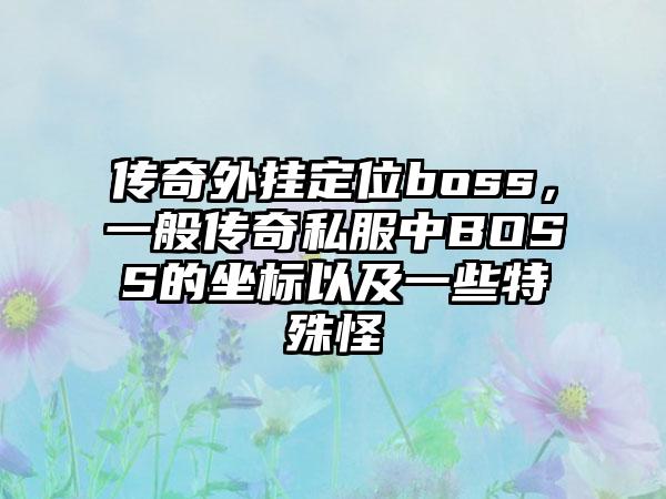 传奇外挂定位boss，一般传奇私服中BOSS的坐标以及一些特殊怪