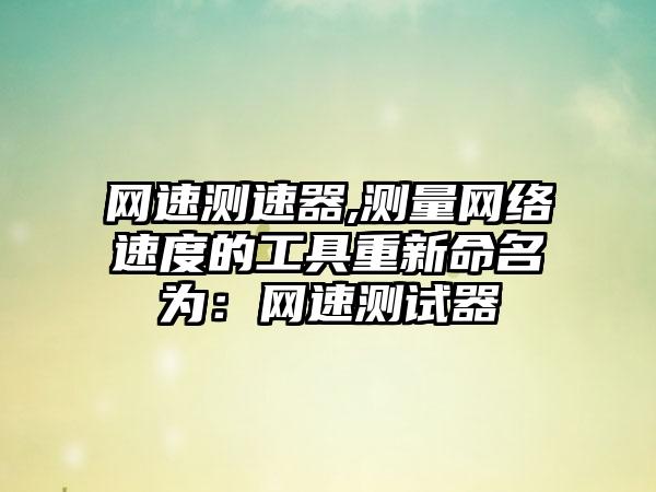 网速测速器,测量网络速度的工具重新命名为：网速测试器