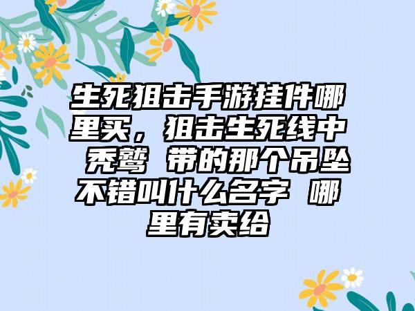 生死狙击手游挂件哪里买，狙击生死线中 秃鹫 带的那个吊坠不错叫什么名字 哪里有卖给