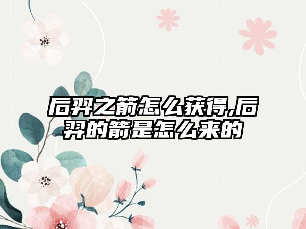 后羿之箭怎么获得,后羿的箭是怎么来的