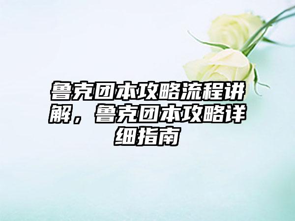 鲁克团本攻略流程讲解，鲁克团本攻略详细指南