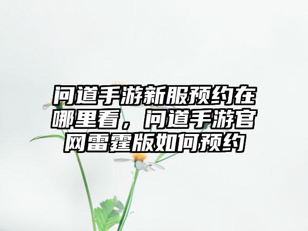 问道手游新服预约在哪里看，问道手游官网雷霆版如何预约