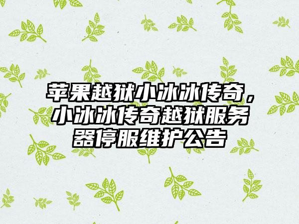 苹果越狱小冰冰传奇，小冰冰传奇越狱服务器停服维护公告