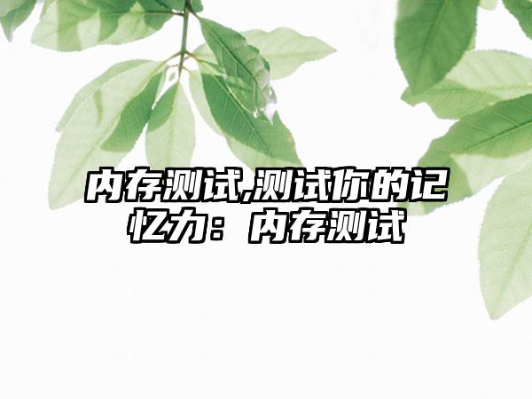 内存测试,测试你的记忆力：内存测试