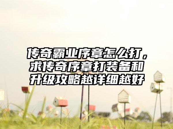 传奇霸业序章怎么打，求传奇序章打装备和升级攻略越详细越好
