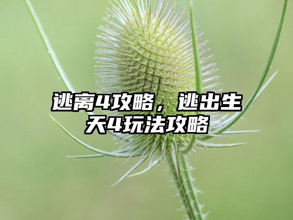 逃离4攻略，逃出生天4玩法攻略