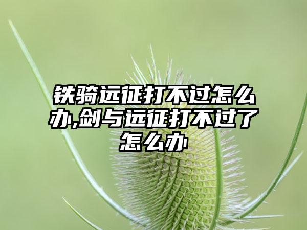 铁骑远征打不过怎么办,剑与远征打不过了怎么办