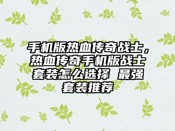 手机版热血传奇战士，热血传奇手机版战士套装怎么选择 最强套装推荐