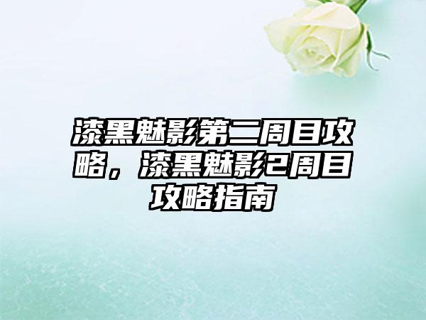 漆黑魅影第二周目攻略，漆黑魅影2周目攻略指南