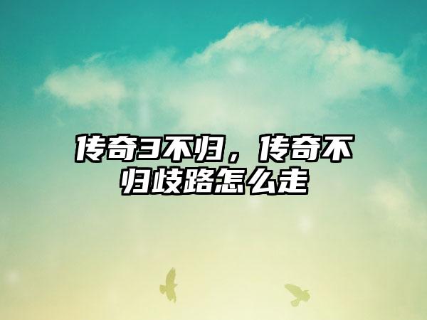 传奇3不归，传奇不归歧路怎么走