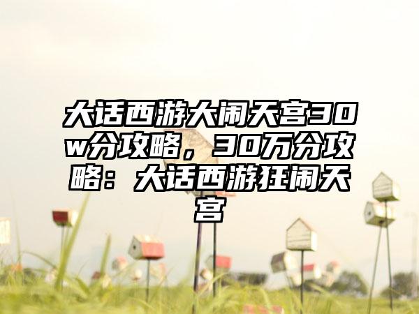 大话西游大闹天宫30w分攻略，30万分攻略：大话西游狂闹天宫