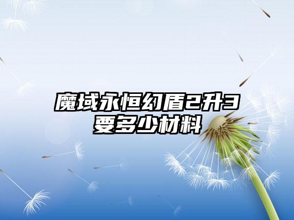 魔域永恒幻盾2升3要多少材料