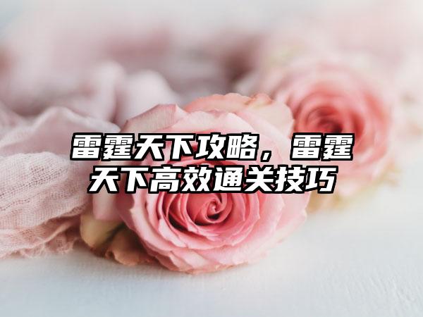 雷霆天下攻略，雷霆天下高效通关技巧