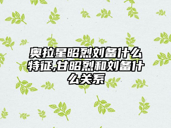 奥拉星昭烈刘备什么特征,甘昭烈和刘备什么关系