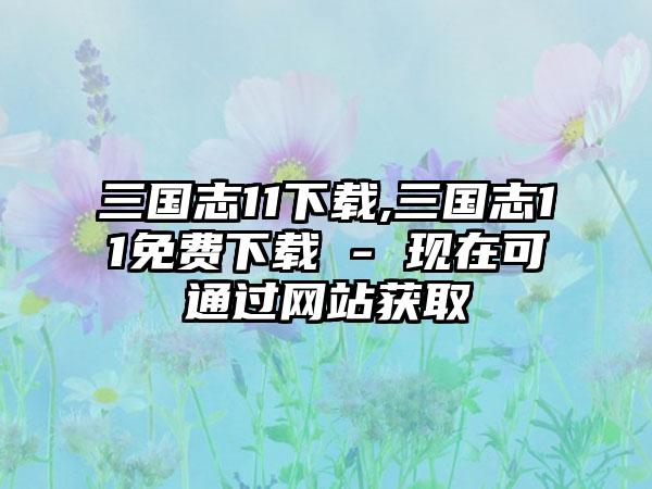 三国志11下载,三国志11免费下载 - 现在可通过网站获取