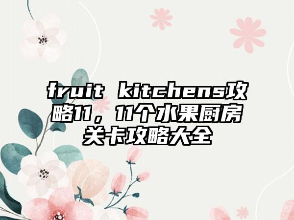 fruit kitchens攻略11，11个水果厨房关卡攻略大全