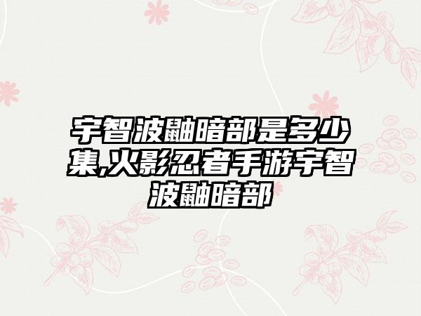 宇智波鼬暗部是多少集,火影忍者手游宇智波鼬暗部