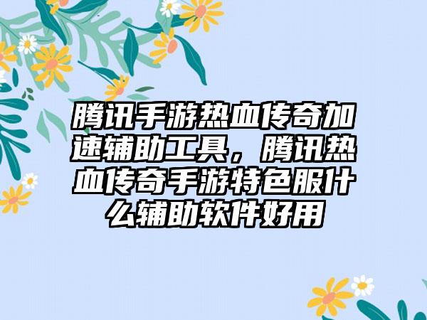 腾讯手游热血传奇加速辅助工具，腾讯热血传奇手游特色服什么辅助软件好用